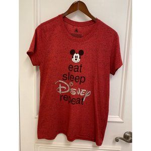 Disney Red Black Mickey Mouse Crew Neck T Shirt Ladies Sz Large